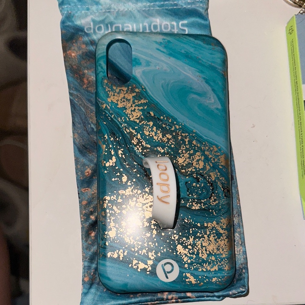 iPhone XR Loopy Case Smartphone Cover - Turquoise and Gold
